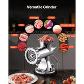 Manual Meat Grinder, 304 Stainless Steel Hand Meat Grinder with Suction Cup + Steel Table Clamp, Meat Mincer Sausage Maker & 2 Cutting Plates, Sausage Tube, Grinding Head for Beef Pepper Cookie